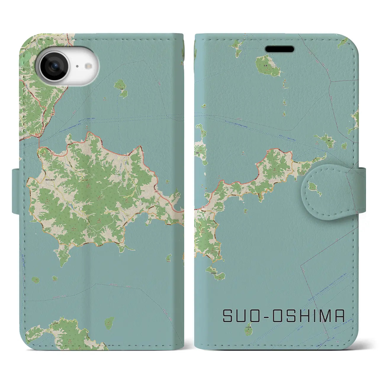 【周防大島(山口県)】地図柄iPhoneケース(手帳タイプ)