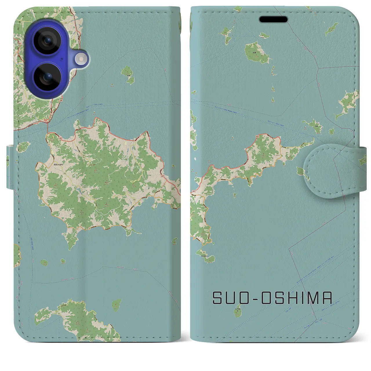【周防大島(山口県)】地図柄iPhoneケース(手帳タイプ)ナチュラル・iPhone 16 Pro Max 用