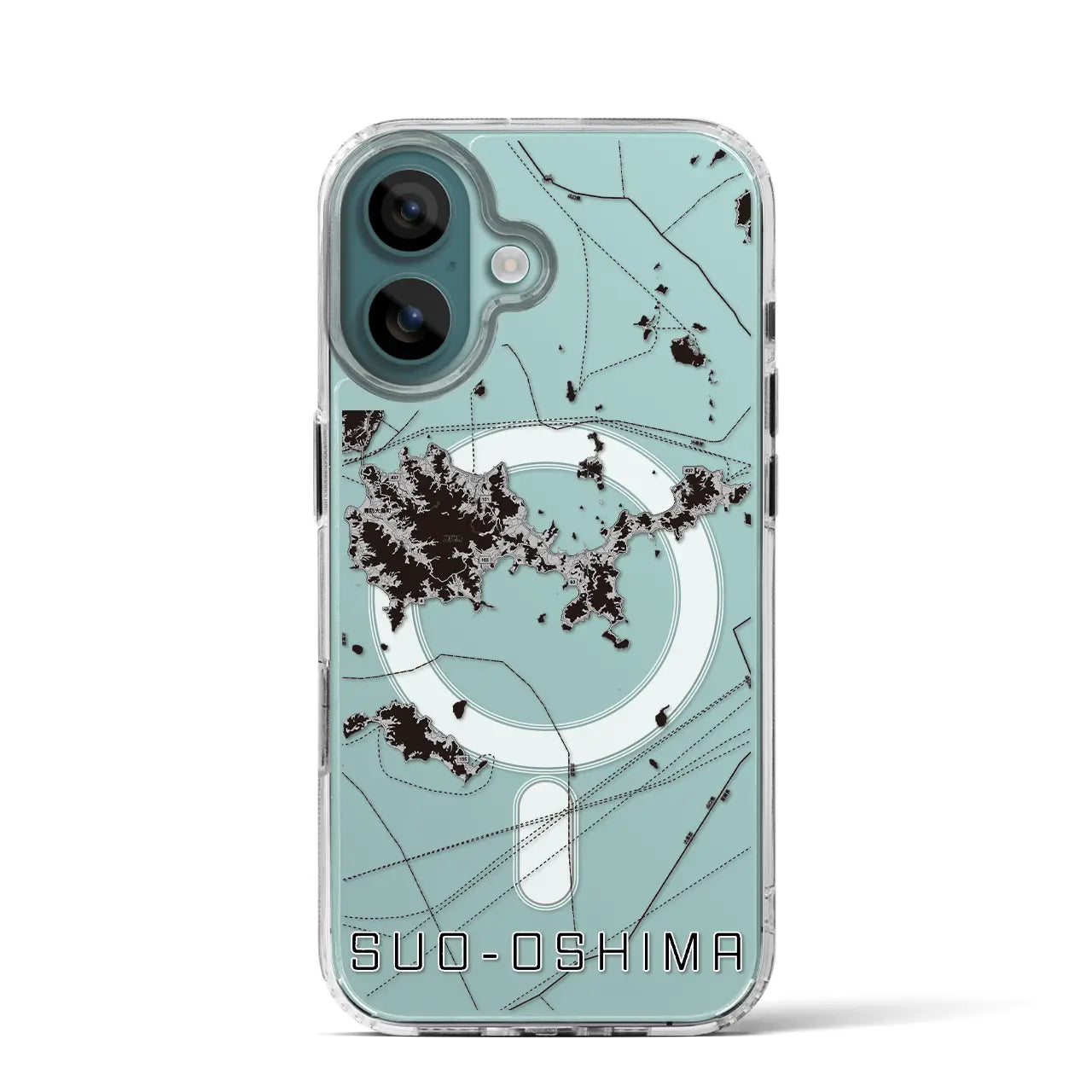 【周防大島(山口県)】地図柄iPhoneケース(MagSafeタイプ)モノトーン・iPhone 16 Pro 用