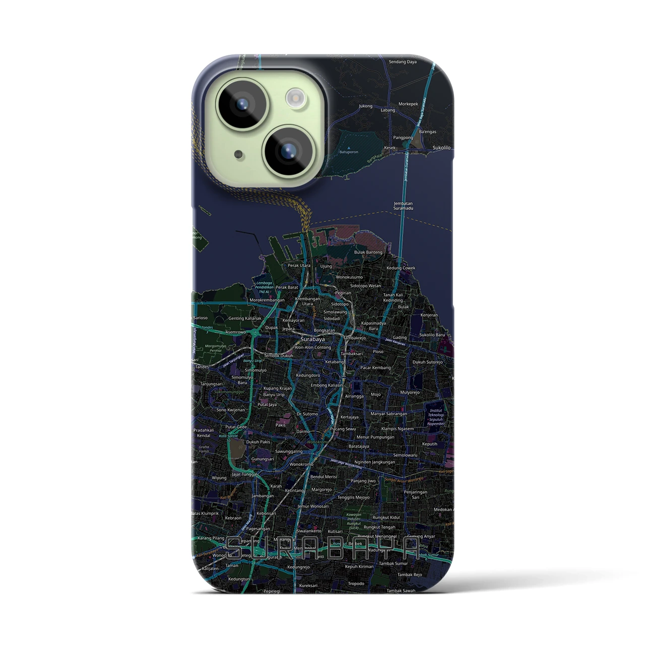 【スラバヤ(インドネシア)】地図柄iPhoneケース(バックカバータイプ)
