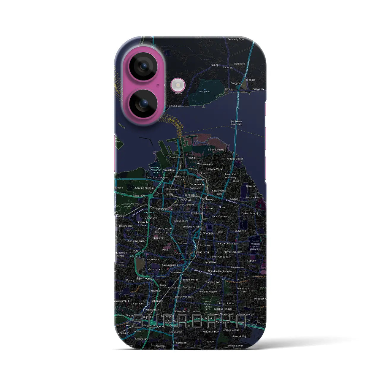 【スラバヤ(インドネシア)】地図柄iPhoneケース(バックカバータイプ)