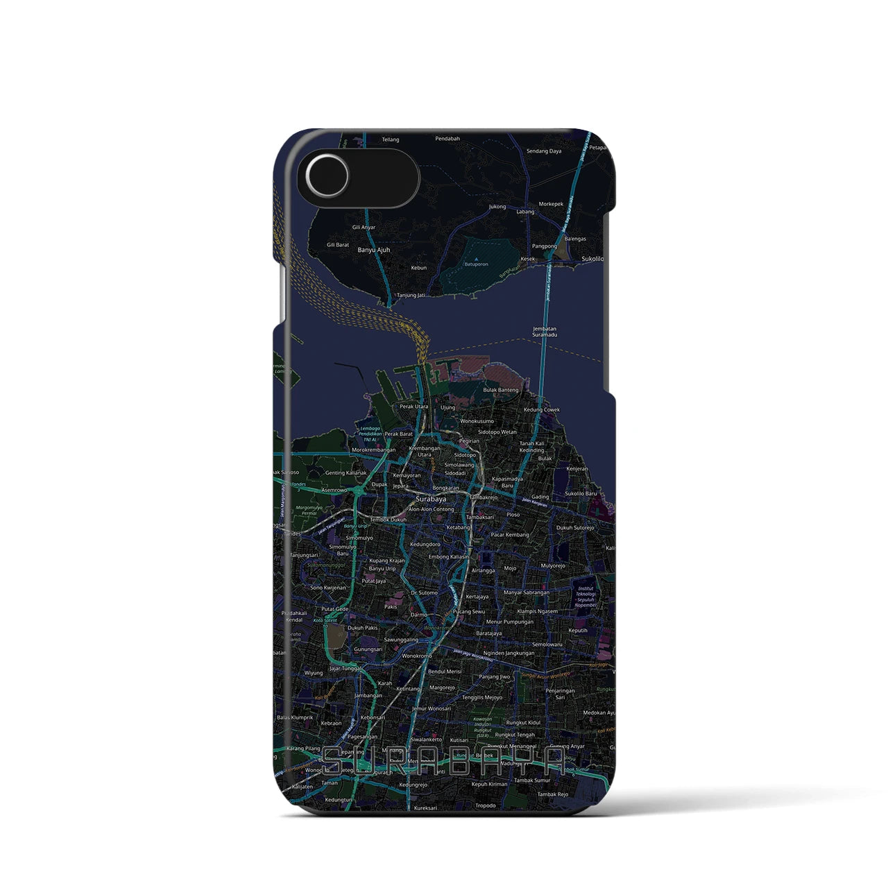 【スラバヤ(インドネシア)】地図柄iPhoneケース(バックカバータイプ)