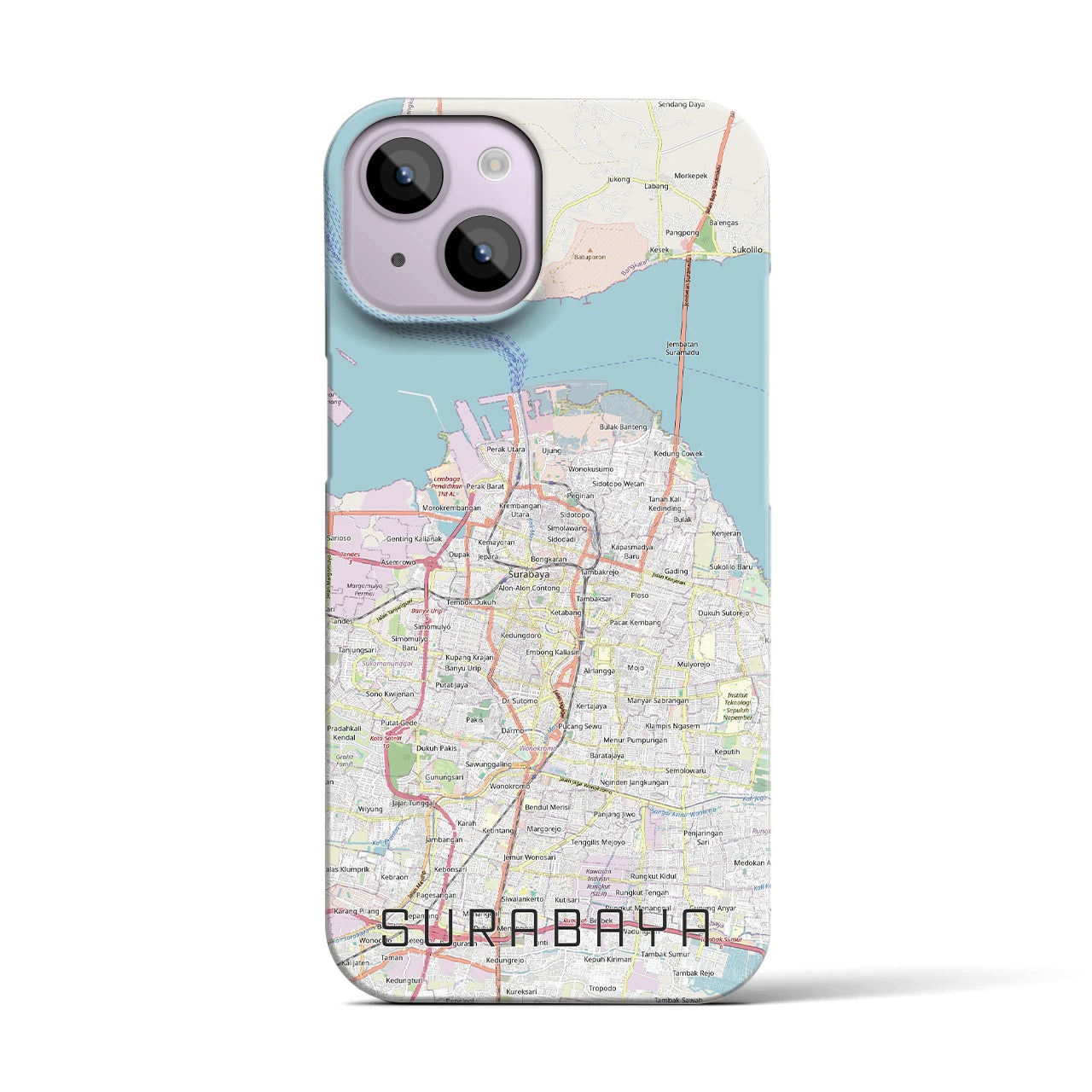 【スラバヤ(インドネシア)】地図柄iPhoneケース(バックカバータイプ)