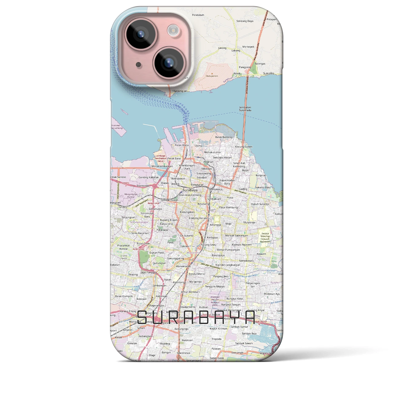 【スラバヤ(インドネシア)】地図柄iPhoneケース(バックカバータイプ)
