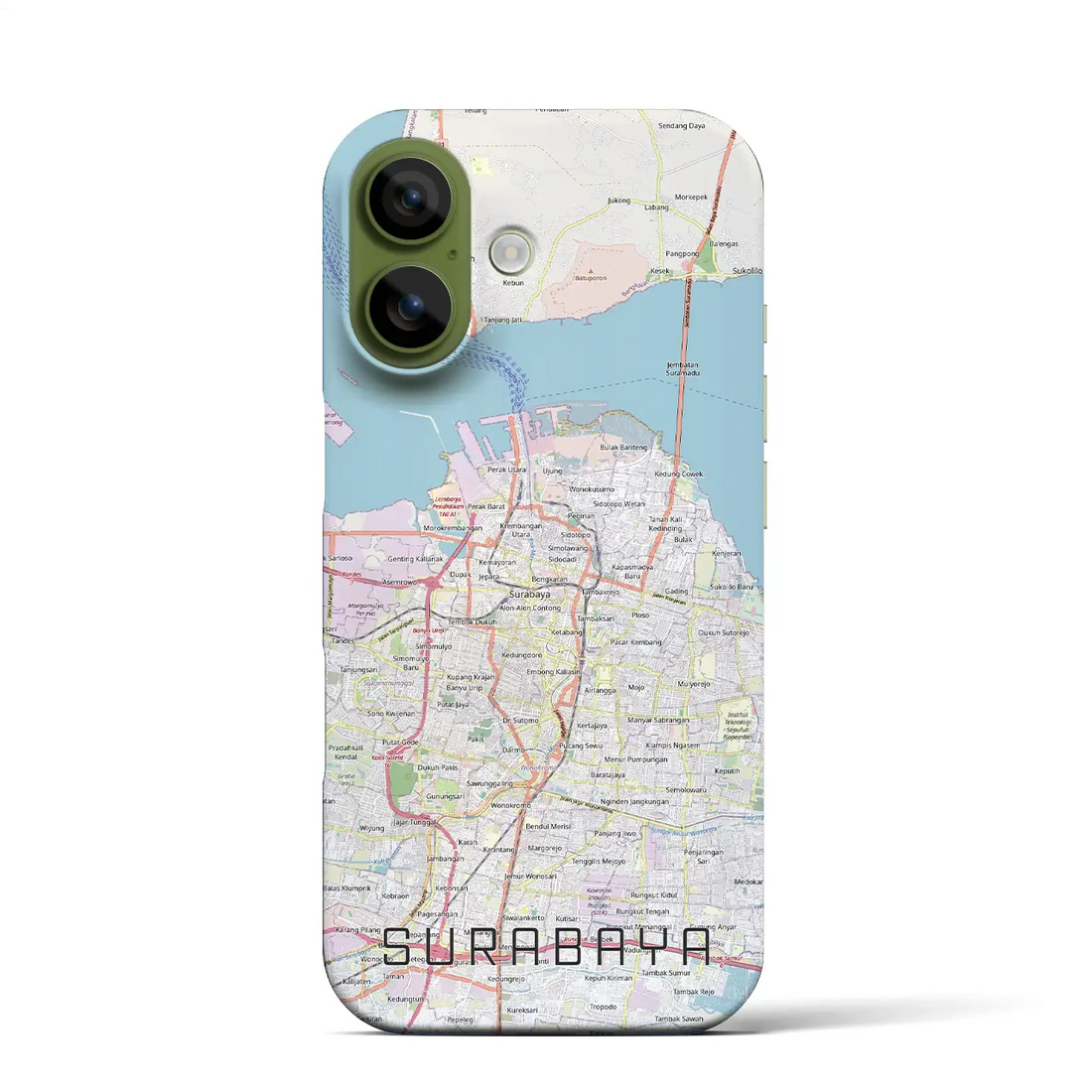 【スラバヤ(インドネシア)】地図柄iPhoneケース(バックカバータイプ)ブラック・iPhone 17 Pro Max 用