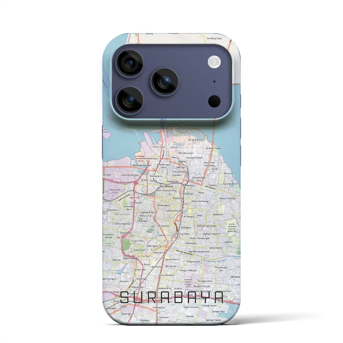 【スラバヤ(インドネシア)】地図柄iPhoneケース(バックカバータイプ)ナチュラル・iPhone 17 Pro Max 用
