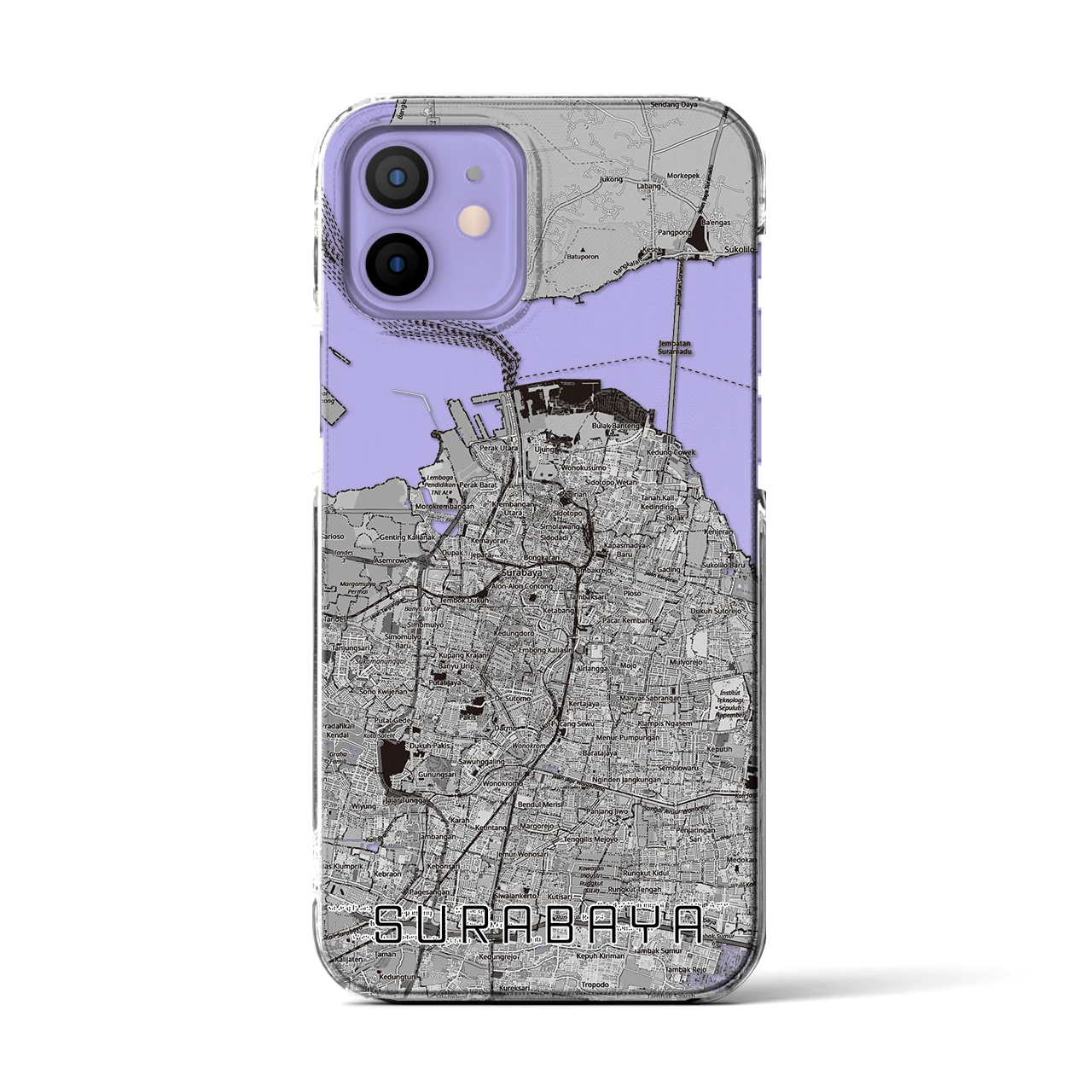 【スラバヤ(インドネシア)】地図柄iPhoneケース(クリアタイプ)