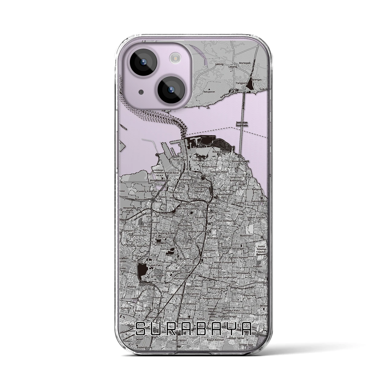 【スラバヤ(インドネシア)】地図柄iPhoneケース(クリアタイプ)