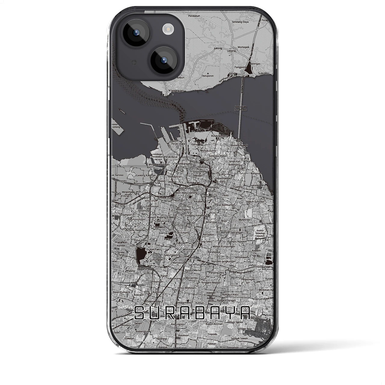 【スラバヤ(インドネシア)】地図柄iPhoneケース(クリアタイプ)