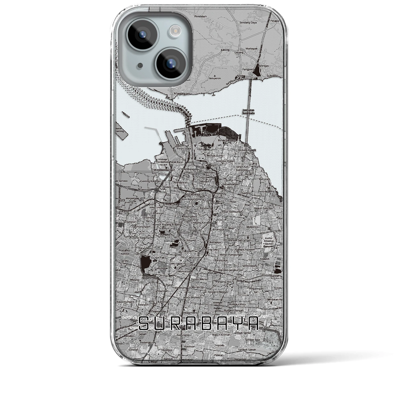 【スラバヤ(インドネシア)】地図柄iPhoneケース(クリアタイプ)