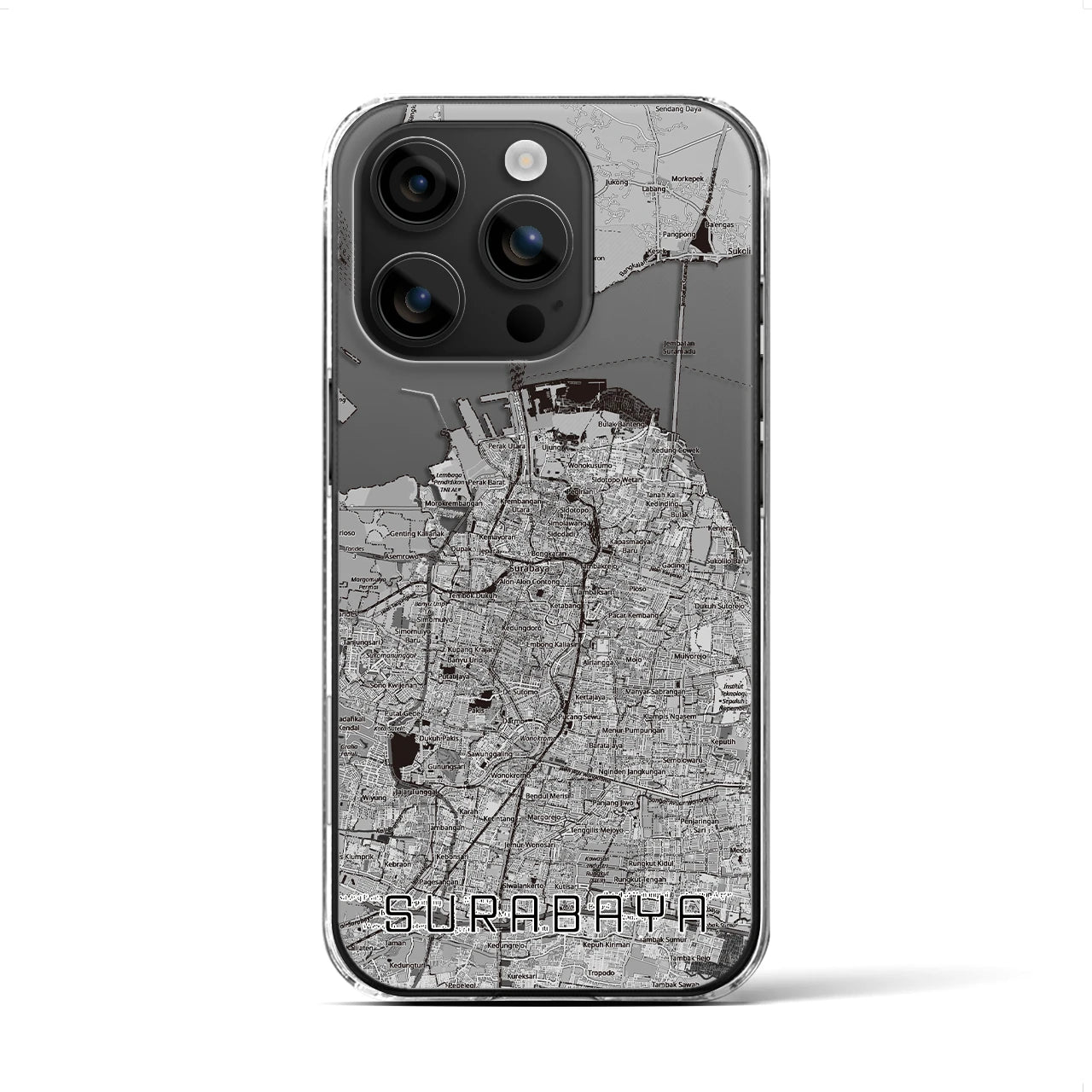 【スラバヤ(インドネシア)】地図柄iPhoneケース(クリアタイプ)