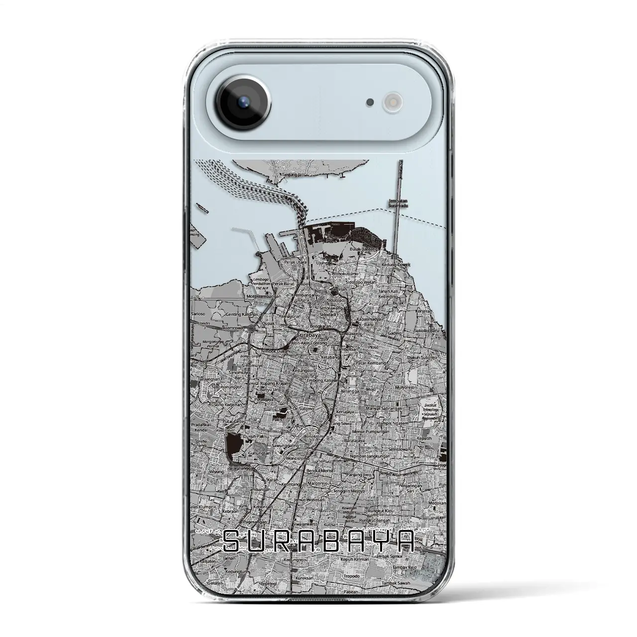 【スラバヤ(インドネシア)】地図柄iPhoneケース(クリアタイプ)