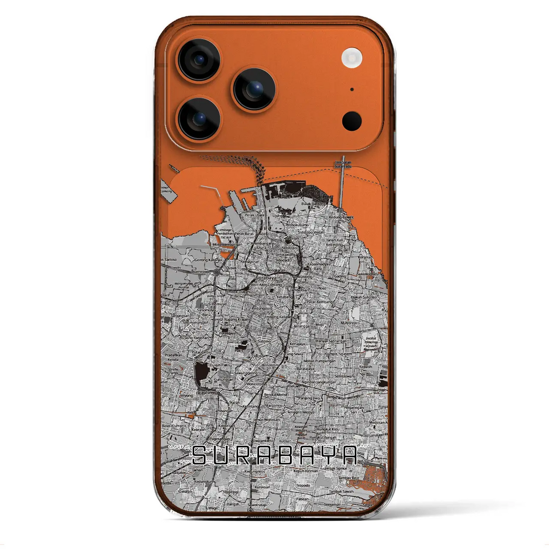 【スラバヤ(インドネシア)】地図柄iPhoneケース(クリアタイプ)モノトーン・iPhone 17 Pro Max 用