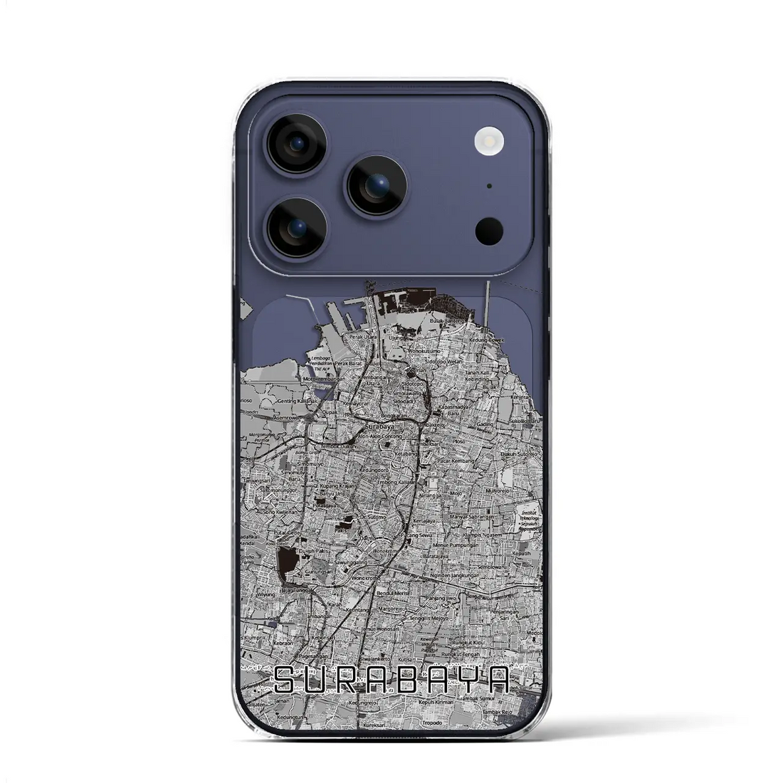 【スラバヤ(インドネシア)】地図柄iPhoneケース(クリアタイプ)