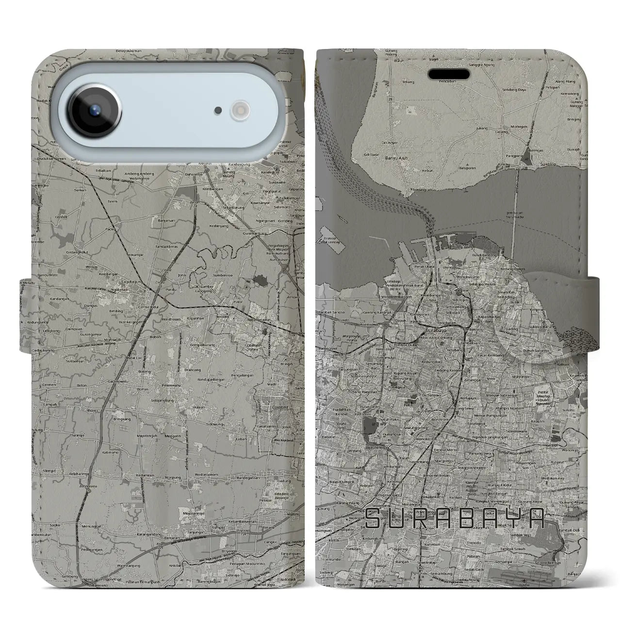 【スラバヤ(インドネシア)】地図柄iPhoneケース(手帳タイプ)