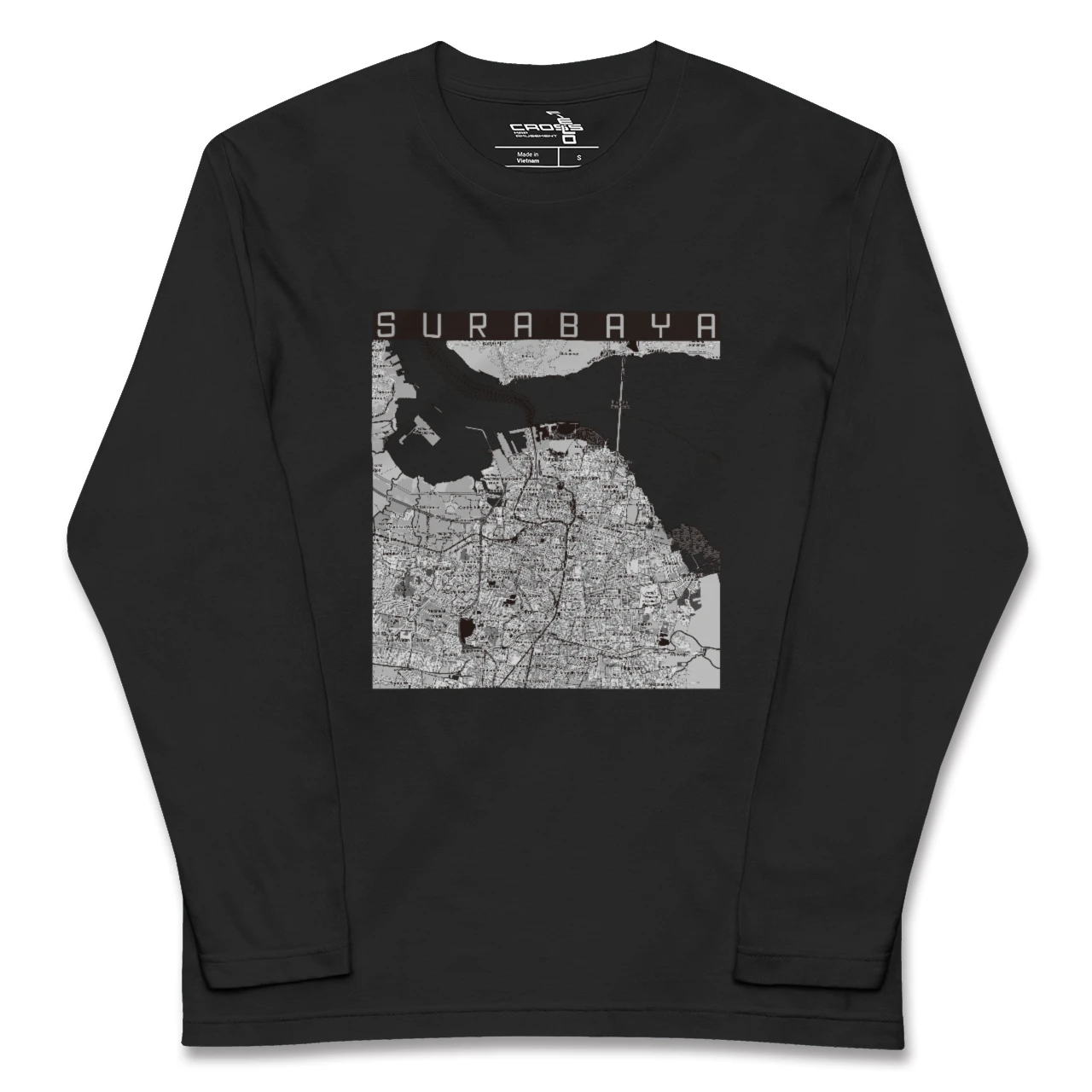 【スラバヤ(インドネシア)】地図柄ロングスリーブTシャツ