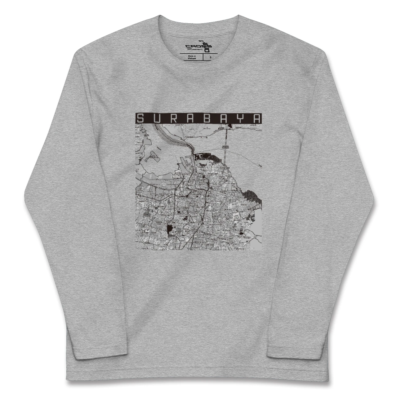 【スラバヤ(インドネシア)】地図柄ロングスリーブTシャツ