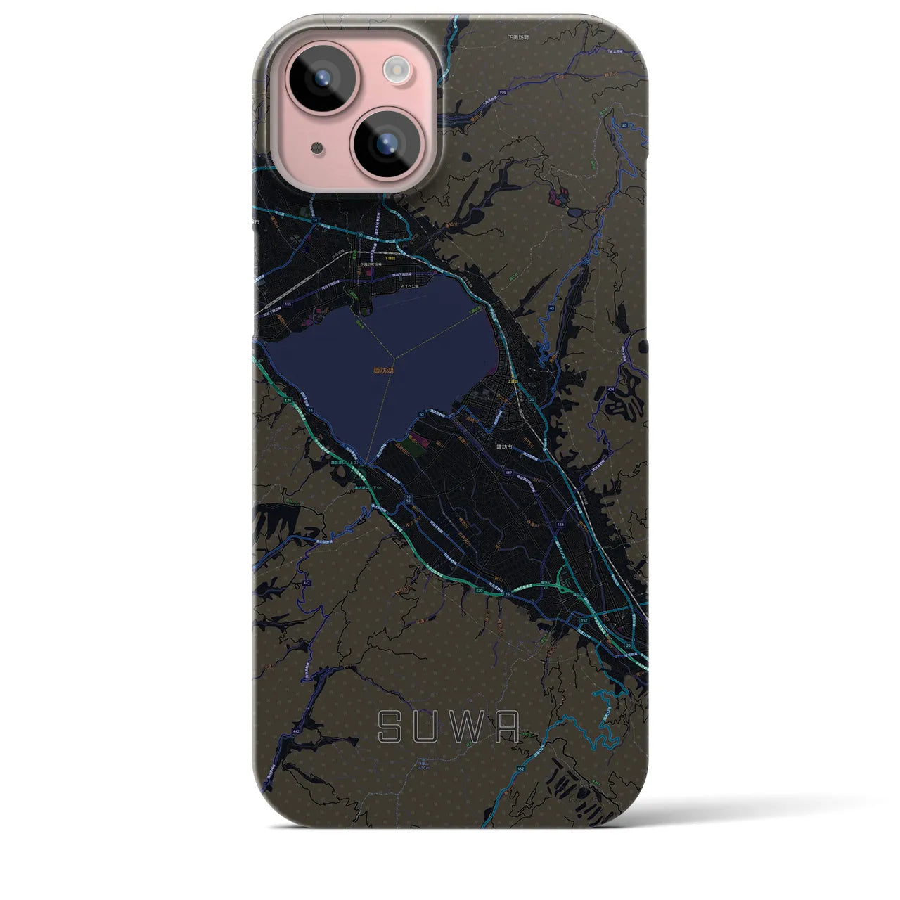【諏訪(長野県)】地図柄iPhoneケース(バックカバータイプ)