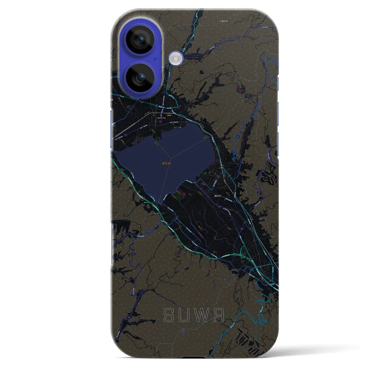 【諏訪(長野県)】地図柄iPhoneケース(バックカバータイプ)