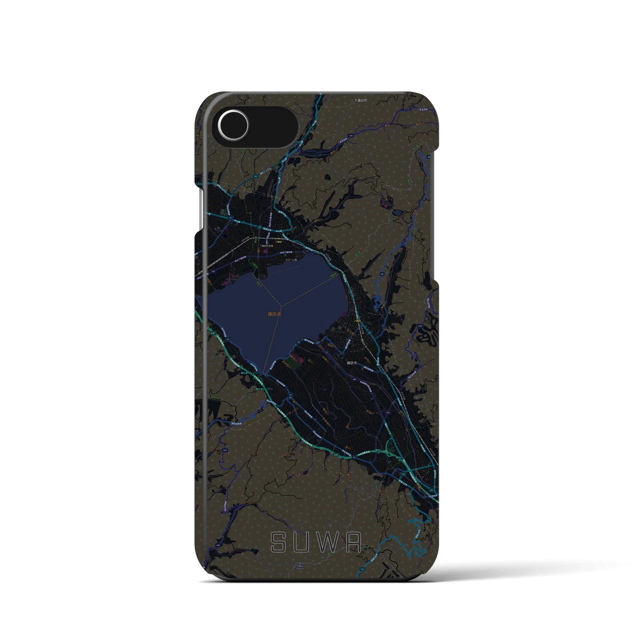 【諏訪(長野県)】地図柄iPhoneケース(バックカバータイプ)