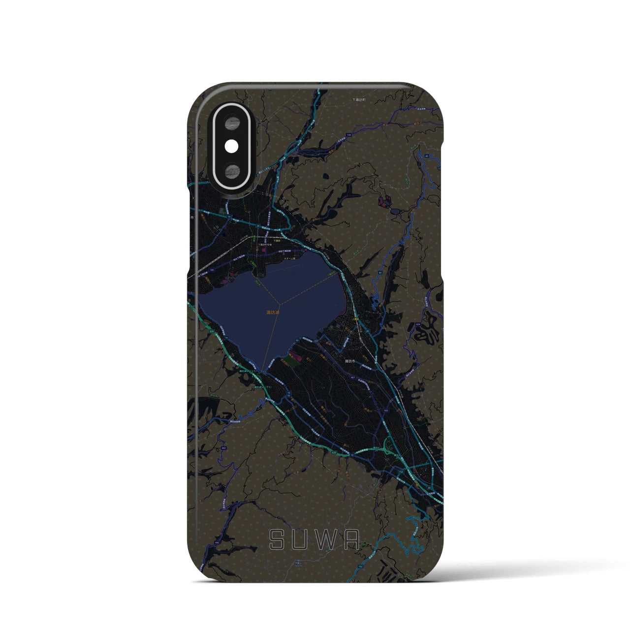 【諏訪(長野県)】地図柄iPhoneケース(バックカバータイプ)