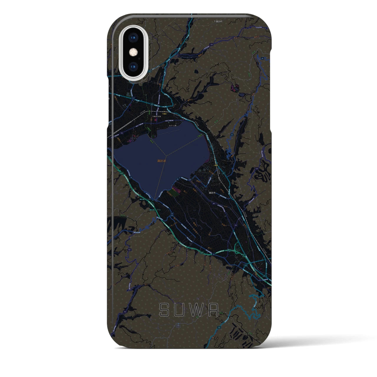 【諏訪(長野県)】地図柄iPhoneケース(バックカバータイプ)
