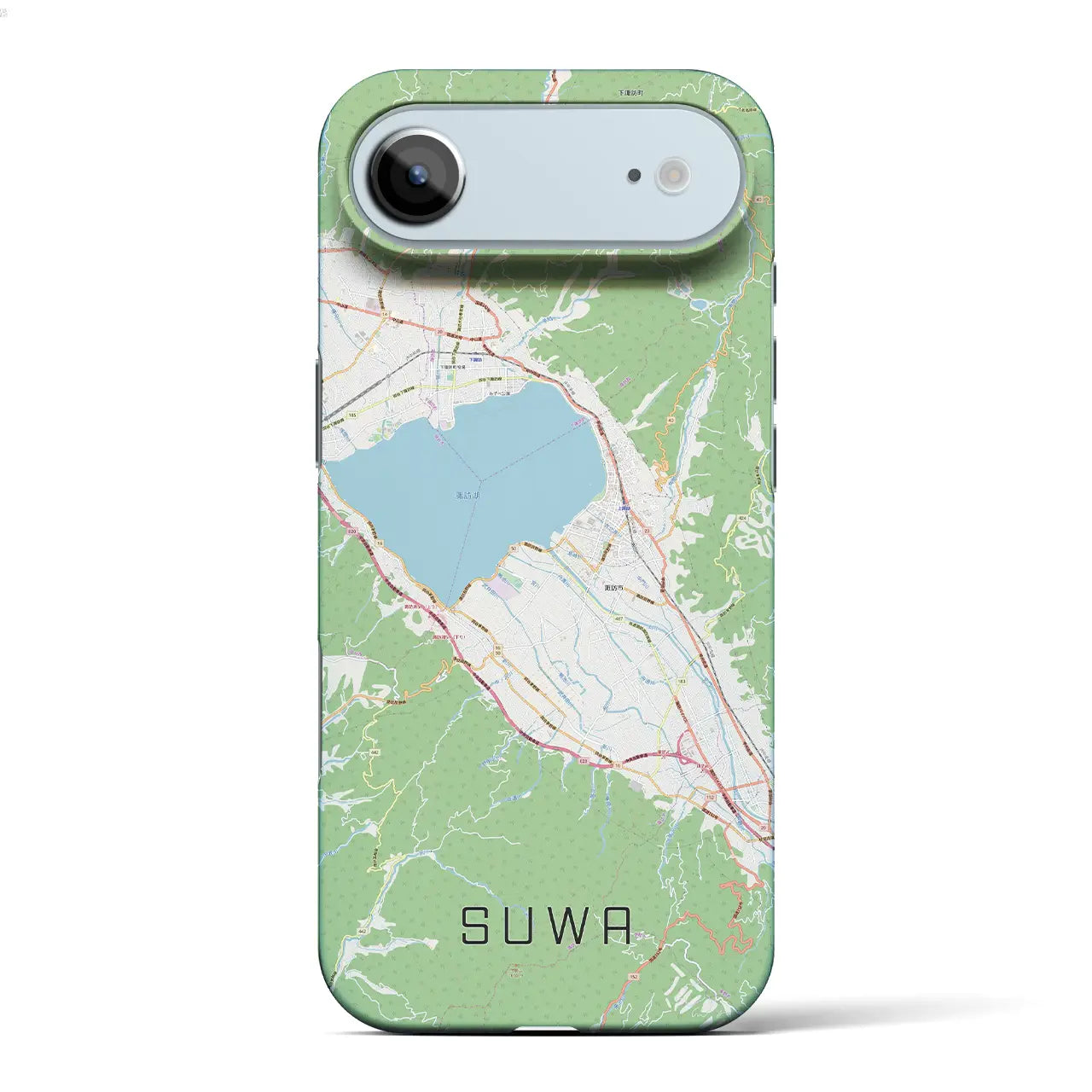 【諏訪(長野県)】地図柄iPhoneケース(バックカバータイプ)ブラック・iPhone 17 Pro Max 用