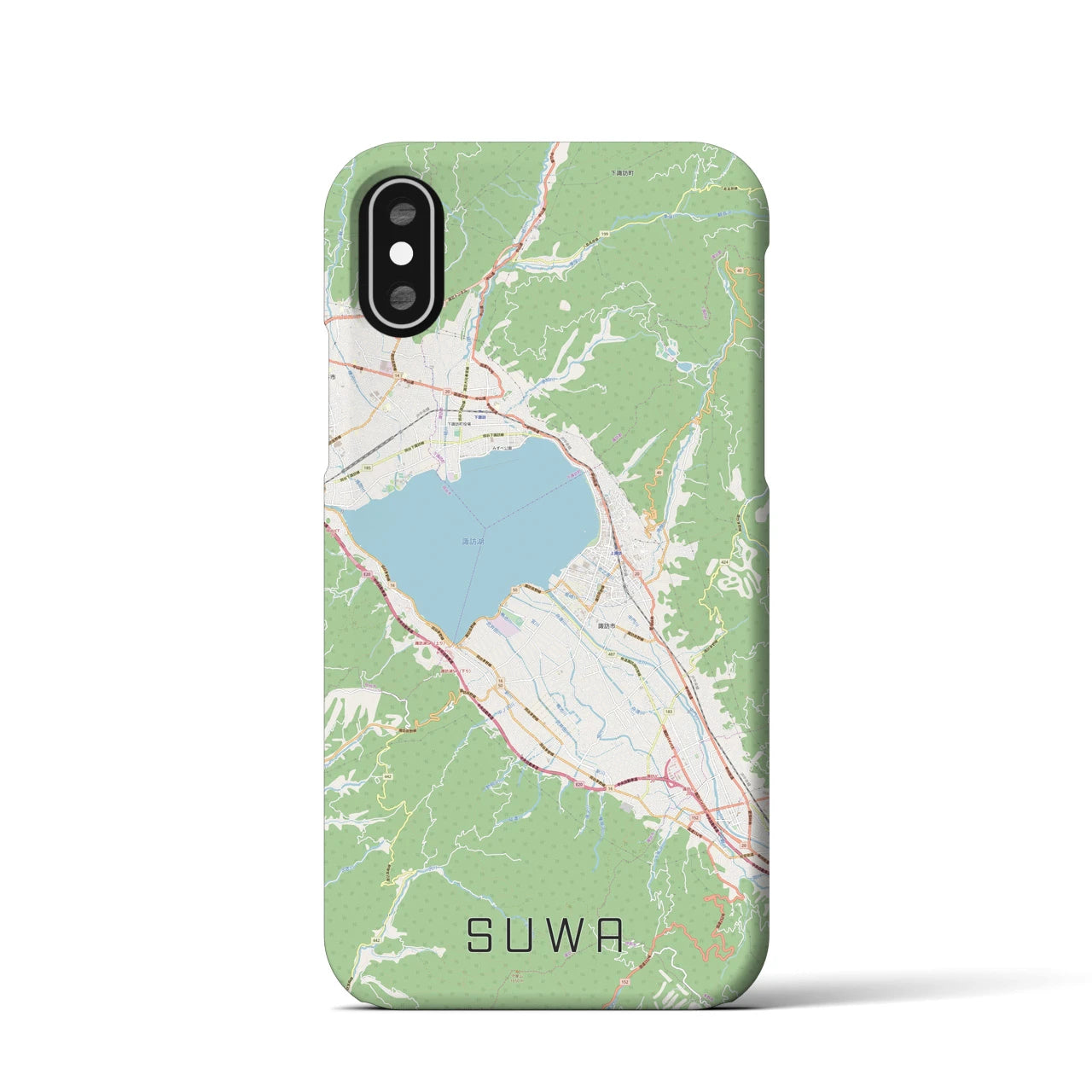 【諏訪(長野県)】地図柄iPhoneケース(バックカバータイプ)