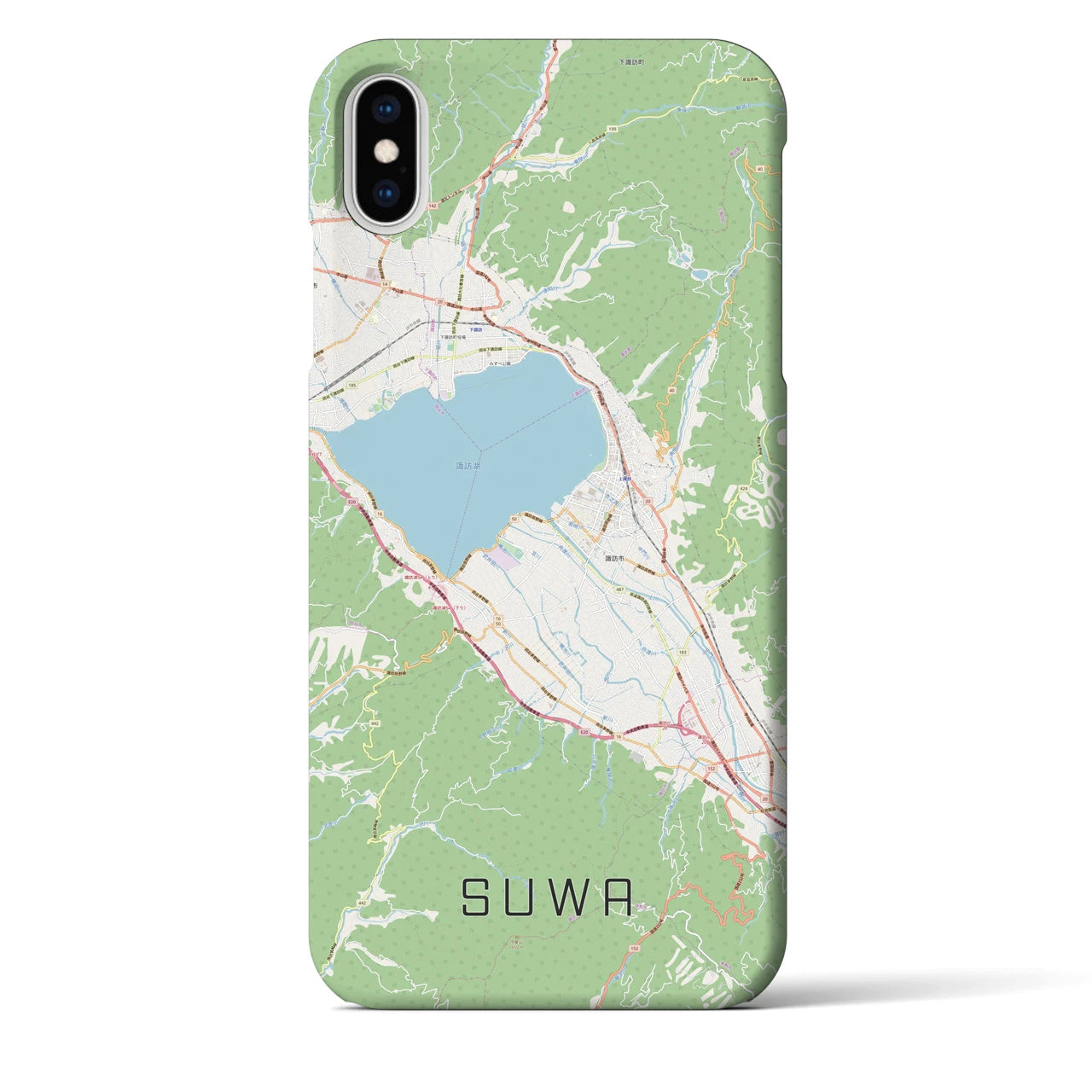 【諏訪(長野県)】地図柄iPhoneケース(バックカバータイプ)