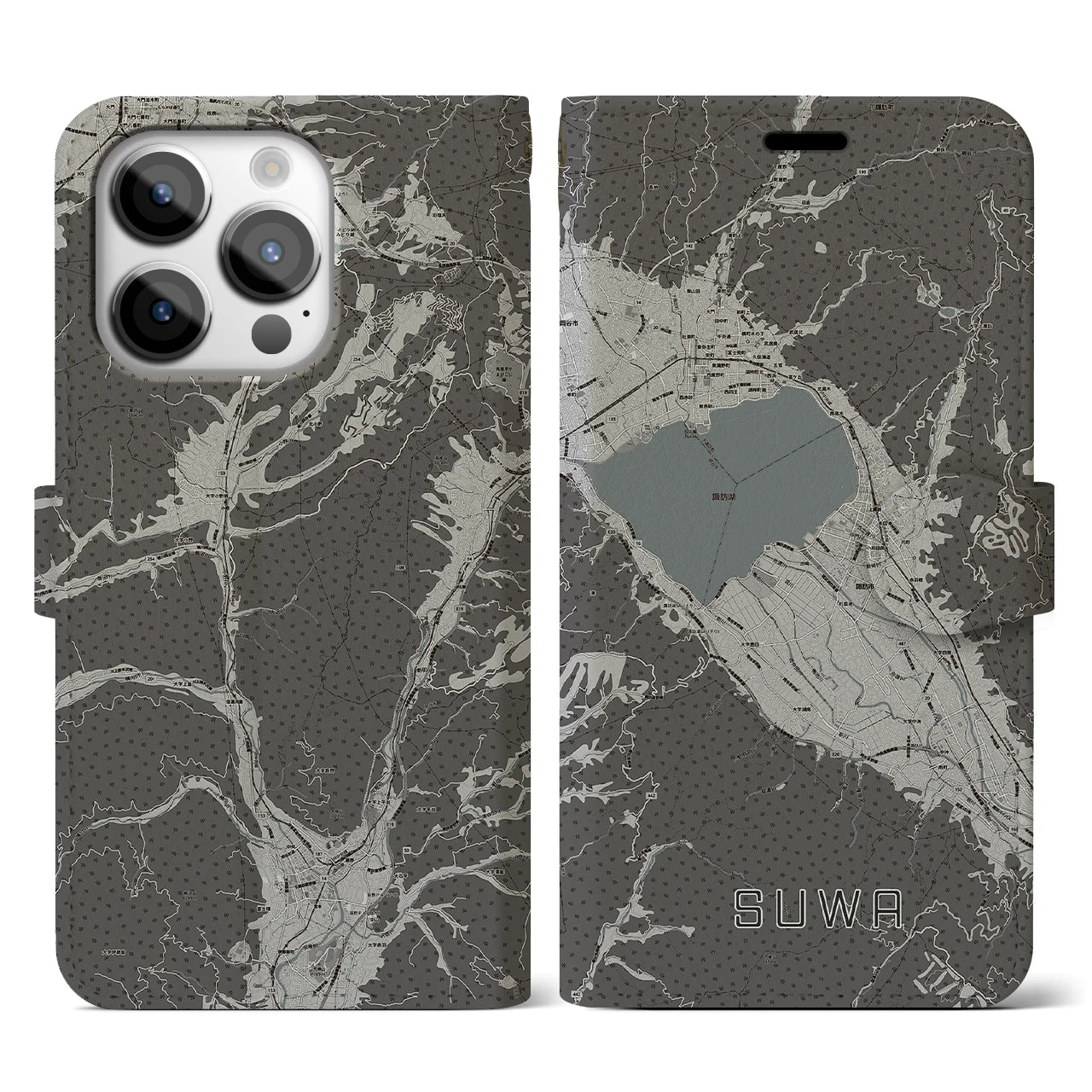 【諏訪(長野県)】地図柄iPhoneケース(手帳タイプ)