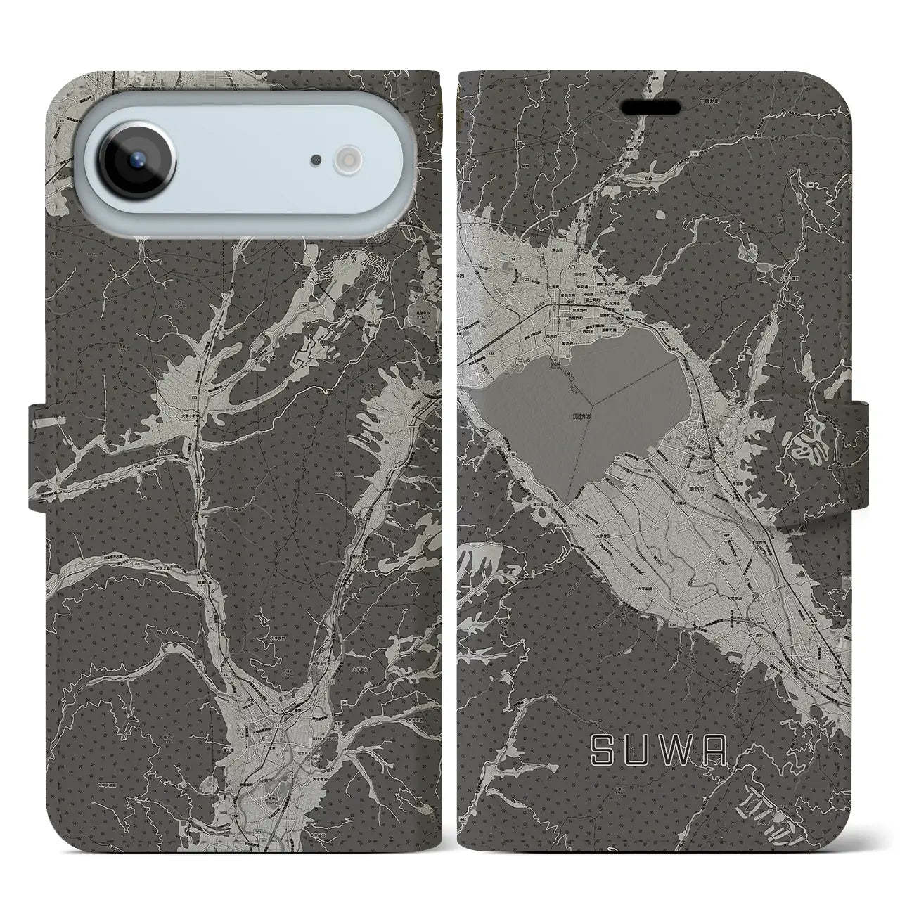 【諏訪(長野県)】地図柄iPhoneケース(手帳タイプ)