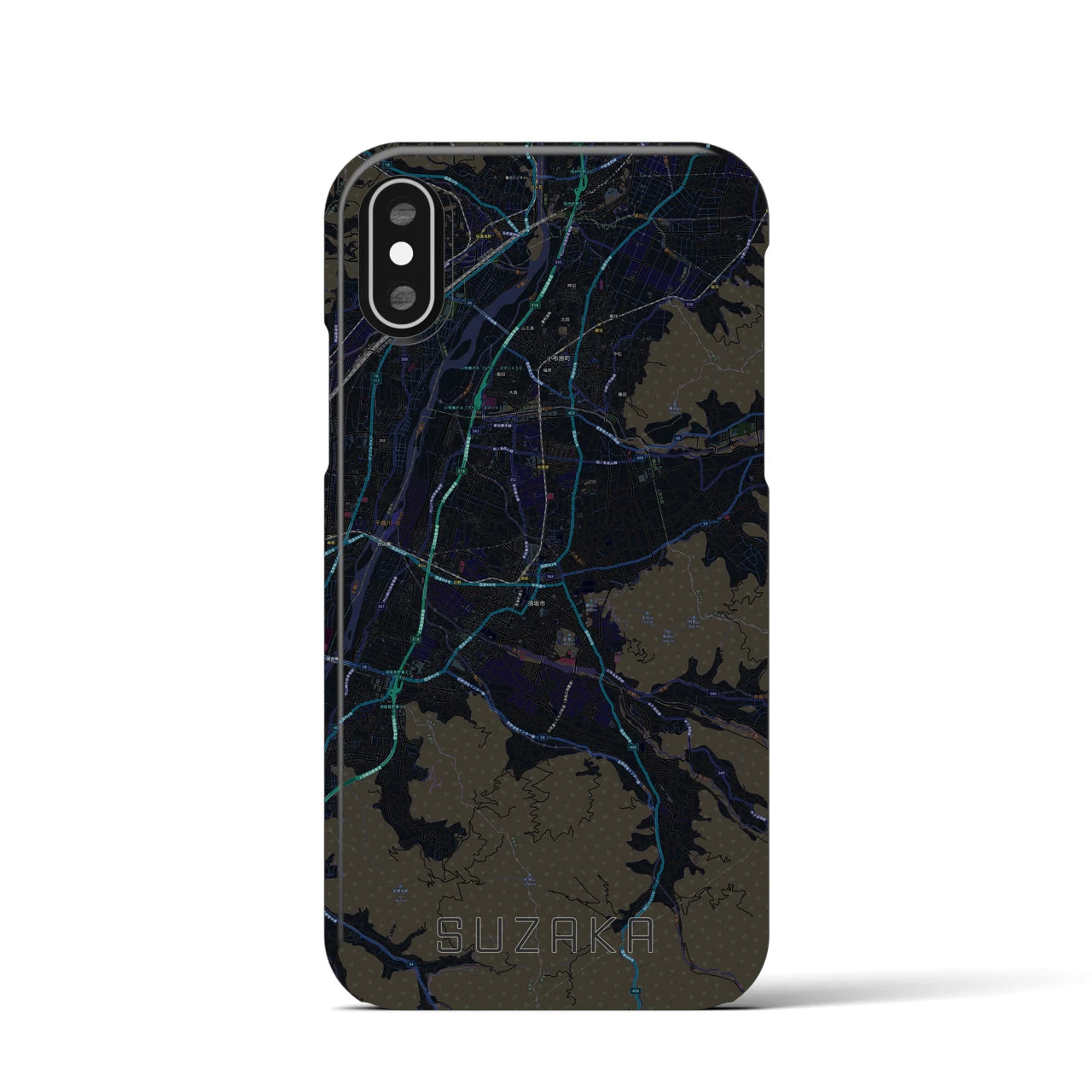 【須坂(長野県)】地図柄iPhoneケース(バックカバータイプ)