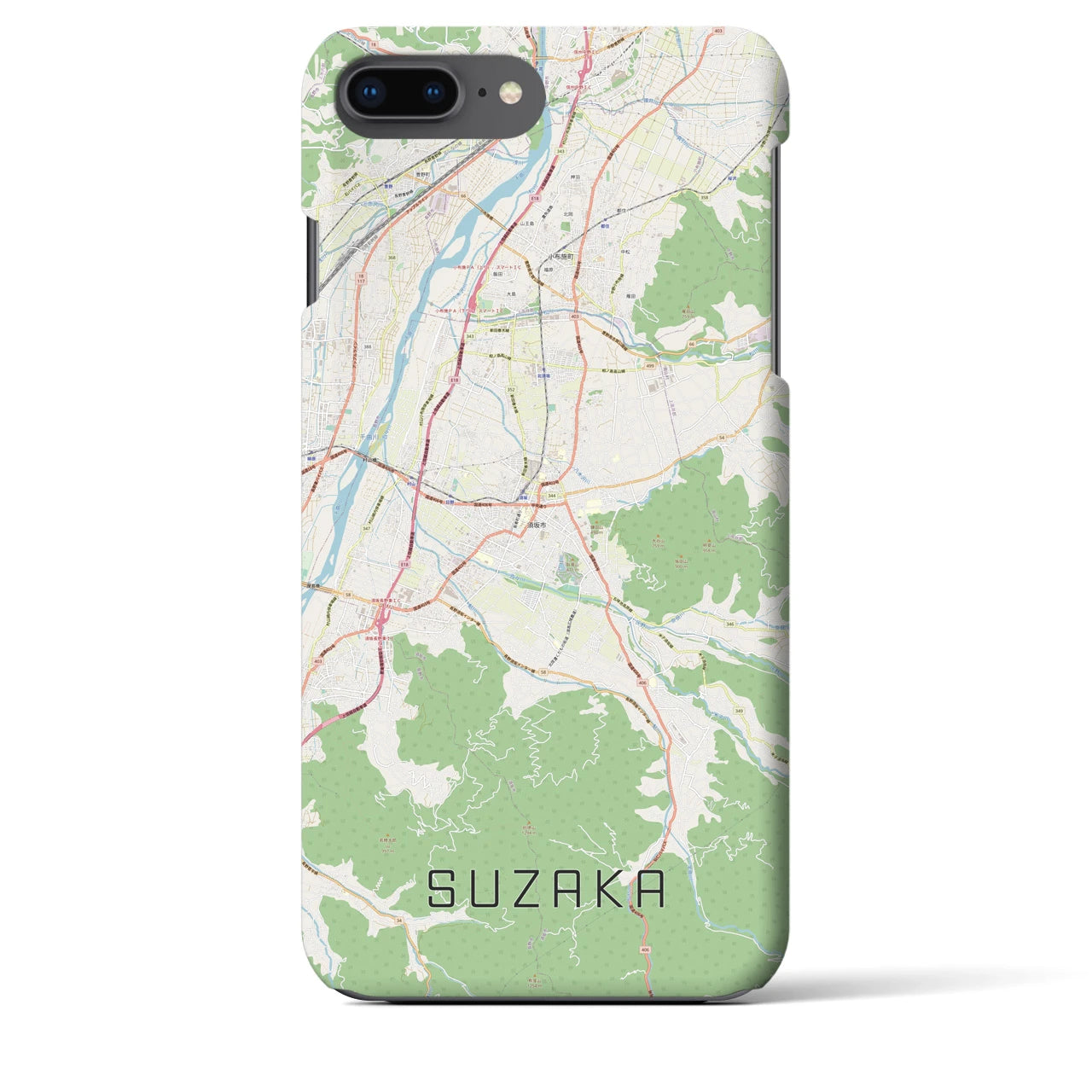 【須坂(長野県)】地図柄iPhoneケース(バックカバータイプ)