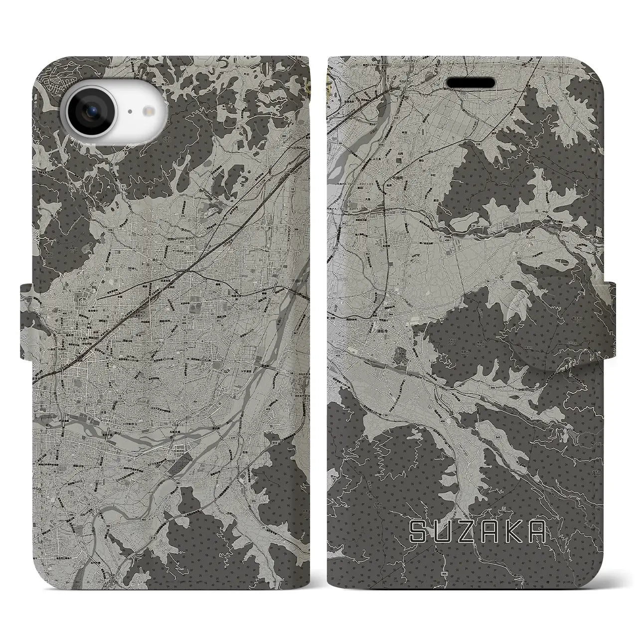 【須坂(長野県)】地図柄iPhoneケース(手帳タイプ)