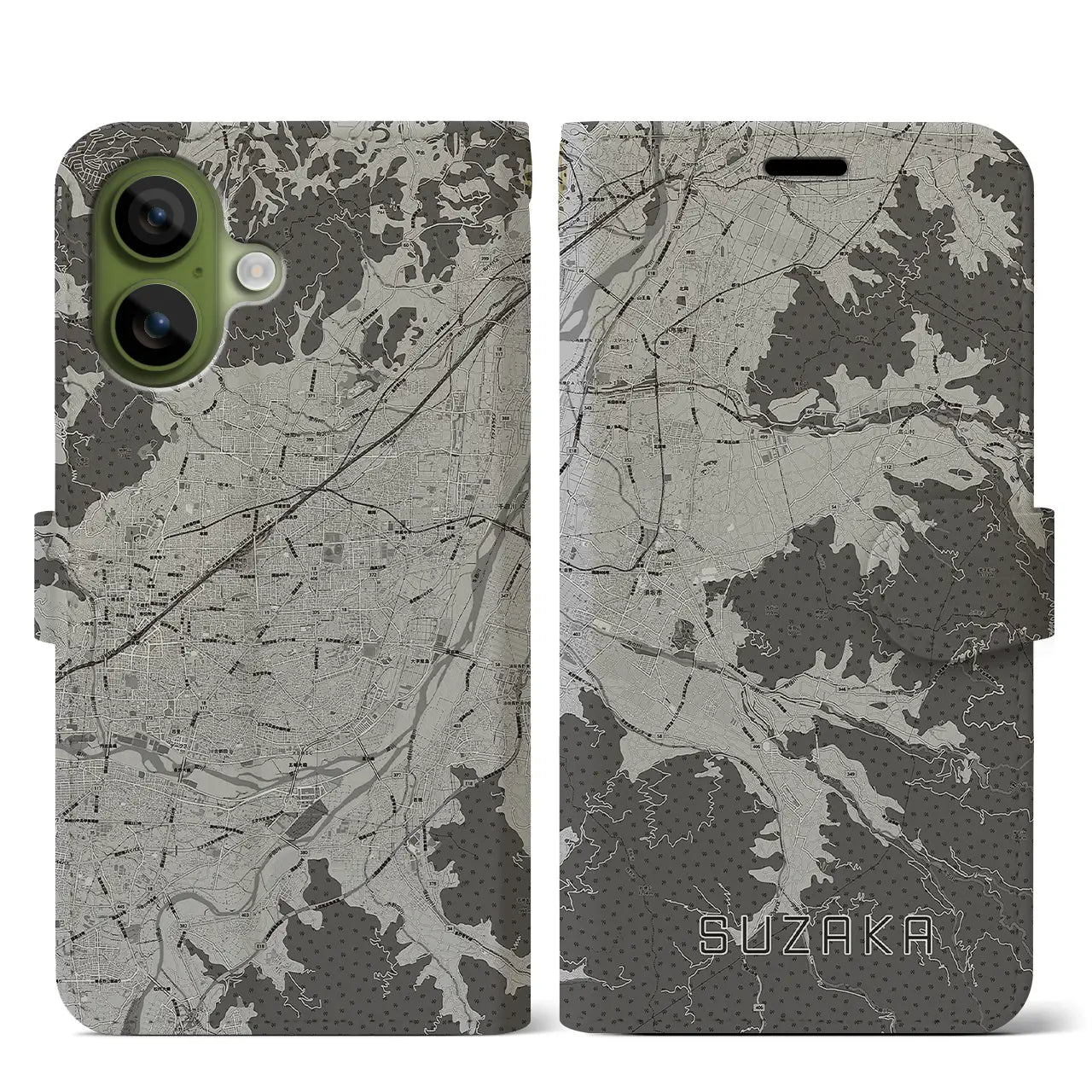 【須坂(長野県)】地図柄iPhoneケース(手帳タイプ)