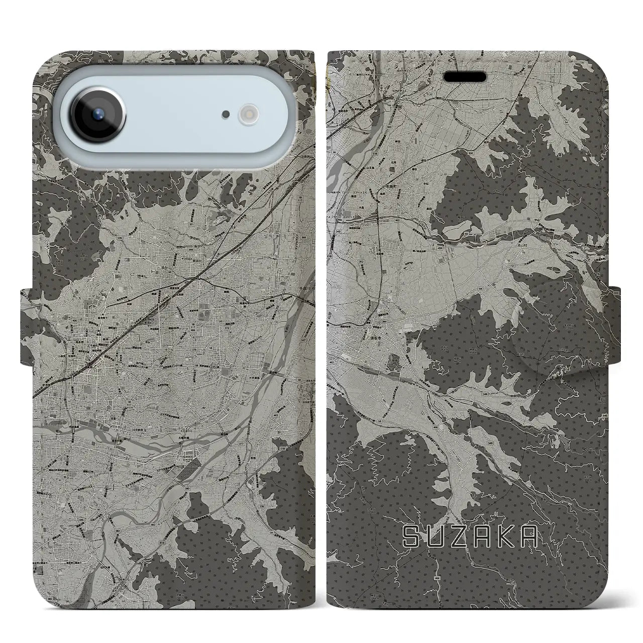 【須坂(長野県)】地図柄iPhoneケース(手帳タイプ)