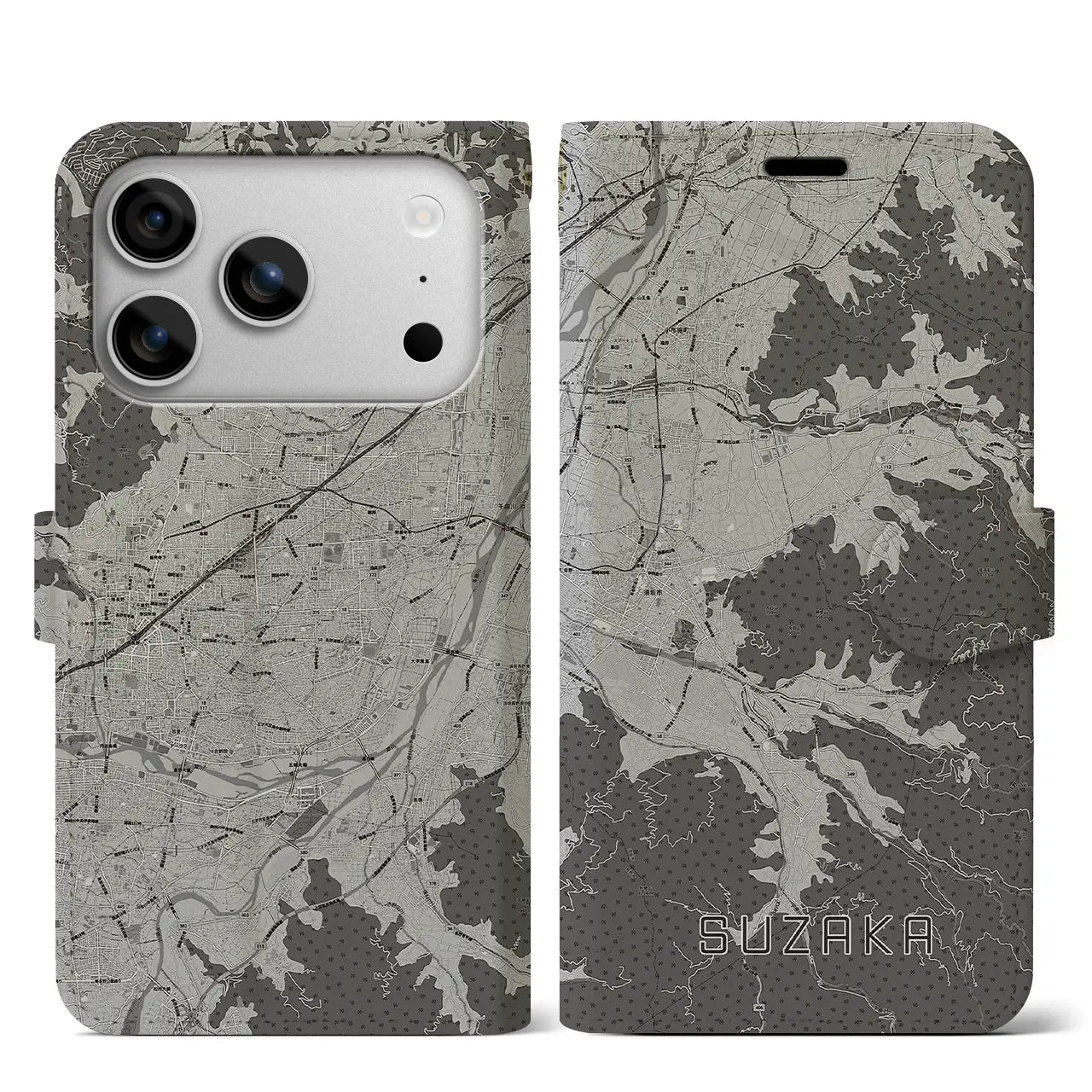 【須坂(長野県)】地図柄iPhoneケース(手帳タイプ)