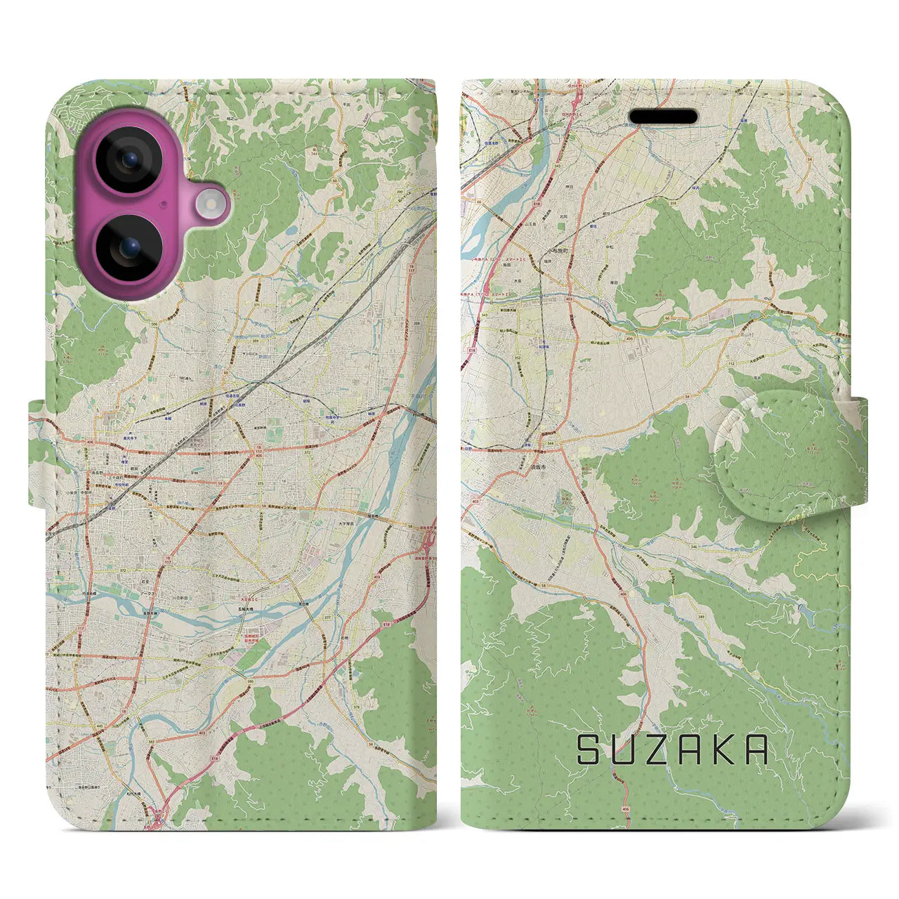 【須坂(長野県)】地図柄iPhoneケース(手帳タイプ)