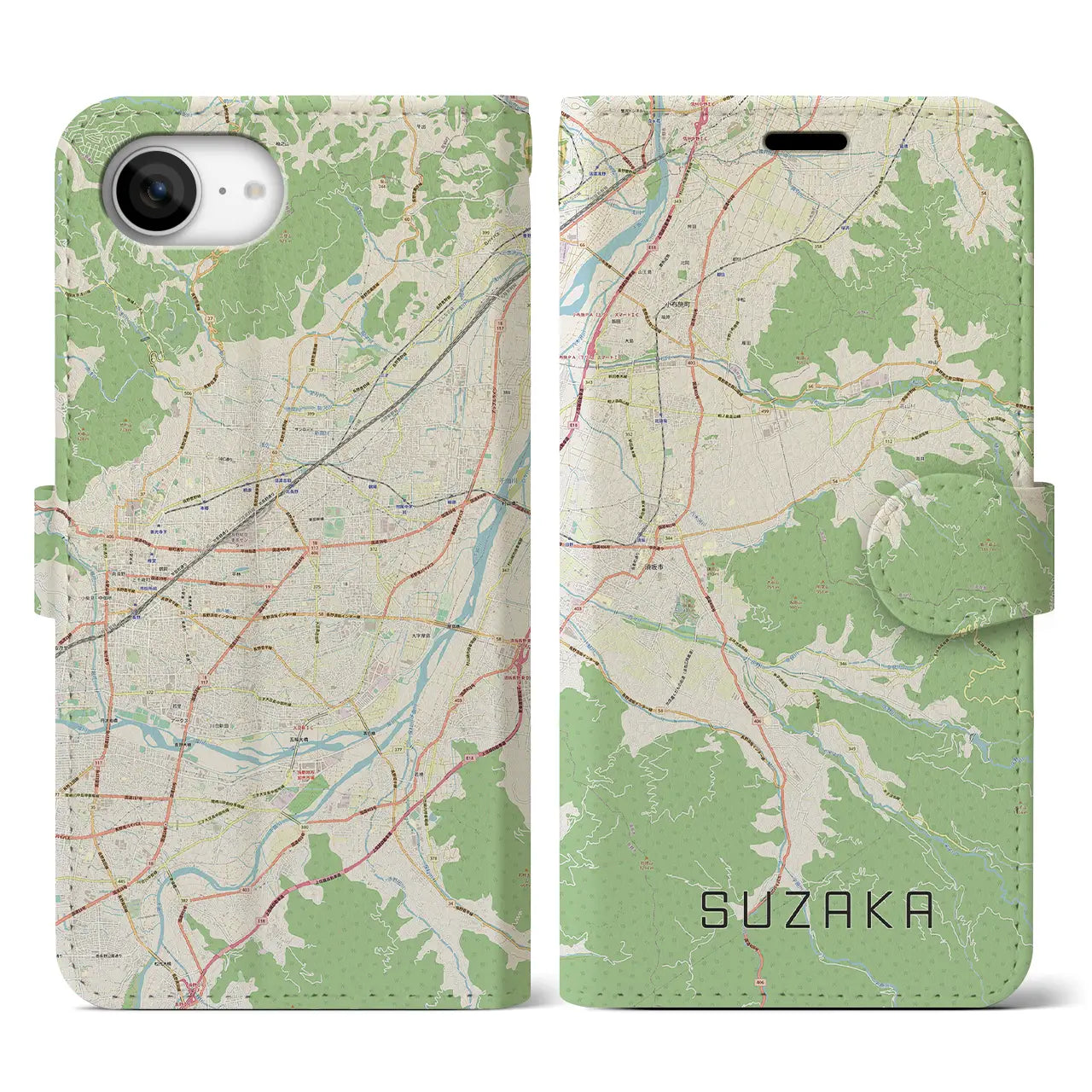 【須坂(長野県)】地図柄iPhoneケース(手帳タイプ)
