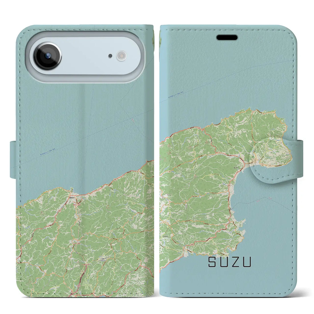 【珠洲(石川県)】地図柄iPhoneケース(手帳タイプ)ナチュラル・iPhone 17 Pro Max 用