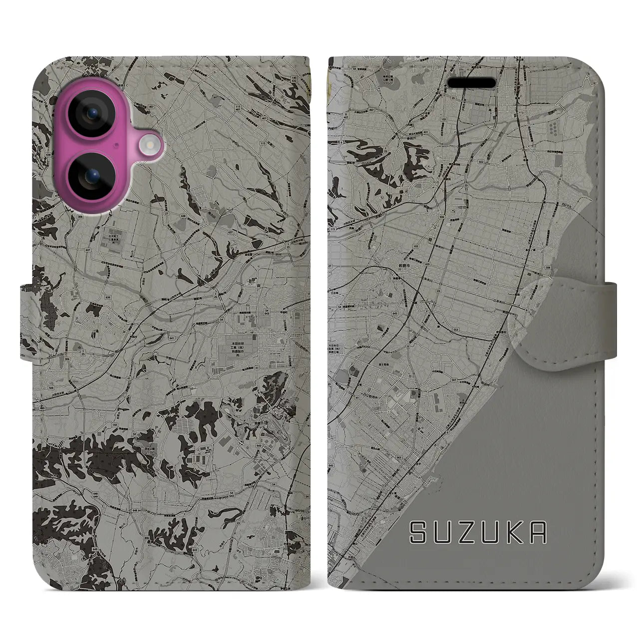 【鈴鹿(三重県)】地図柄iPhoneケース(手帳タイプ)