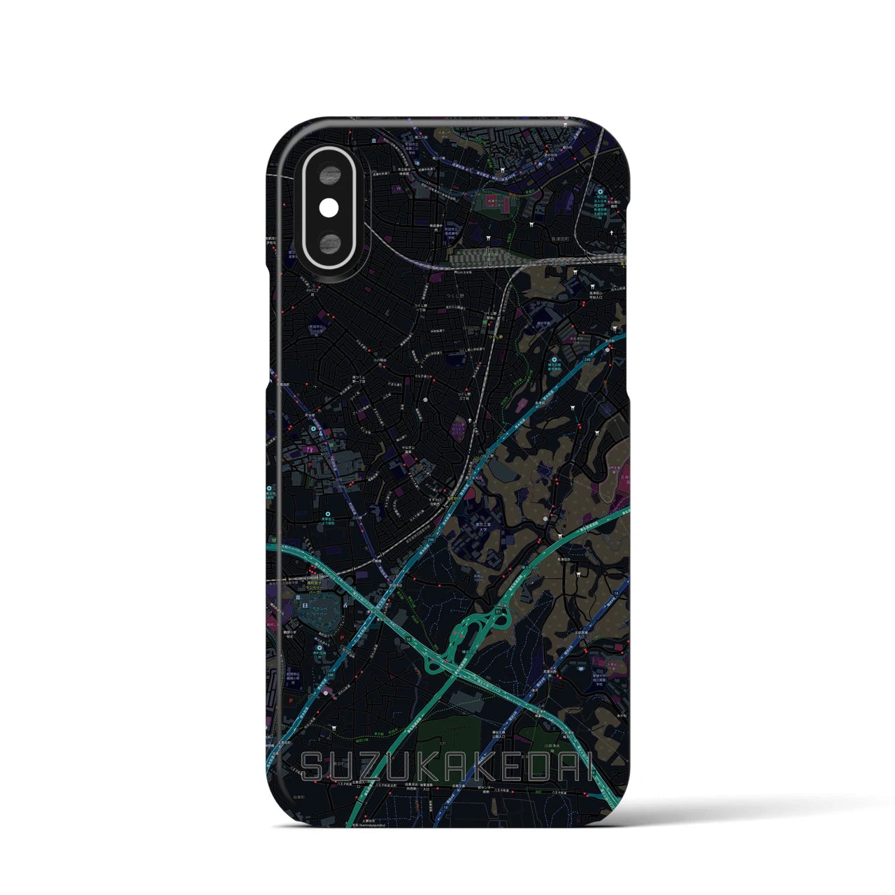 【すずかけ台(東京都)】地図柄iPhoneケース(バックカバータイプ)