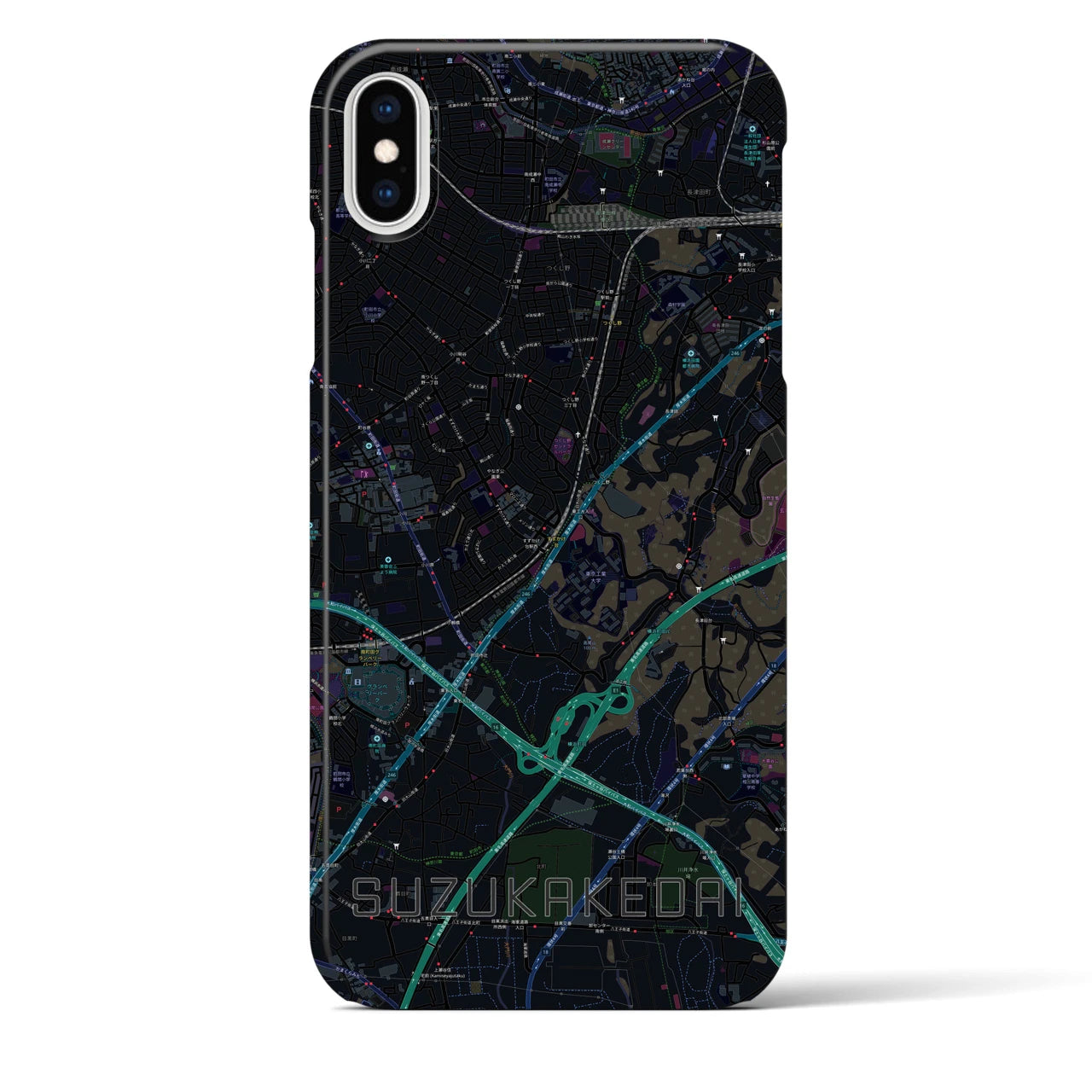 【すずかけ台(東京都)】地図柄iPhoneケース(バックカバータイプ)