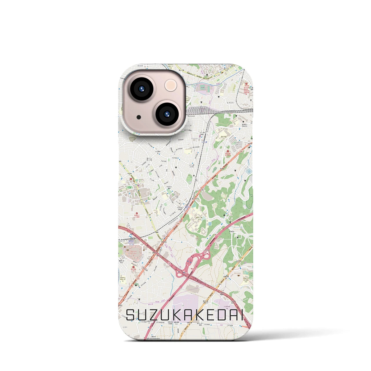 【すずかけ台(東京都)】地図柄iPhoneケース(バックカバータイプ)