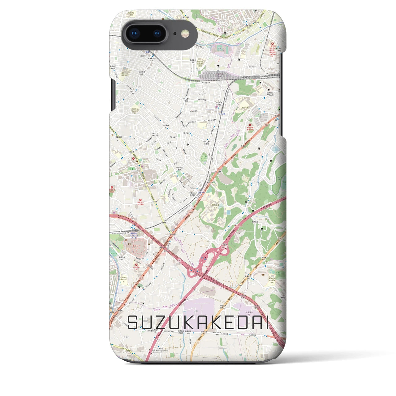 【すずかけ台(東京都)】地図柄iPhoneケース(バックカバータイプ)