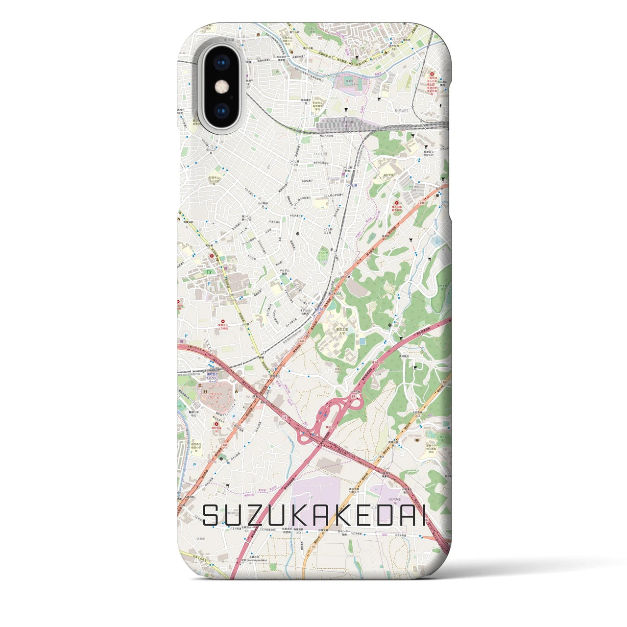 【すずかけ台(東京都)】地図柄iPhoneケース(バックカバータイプ)