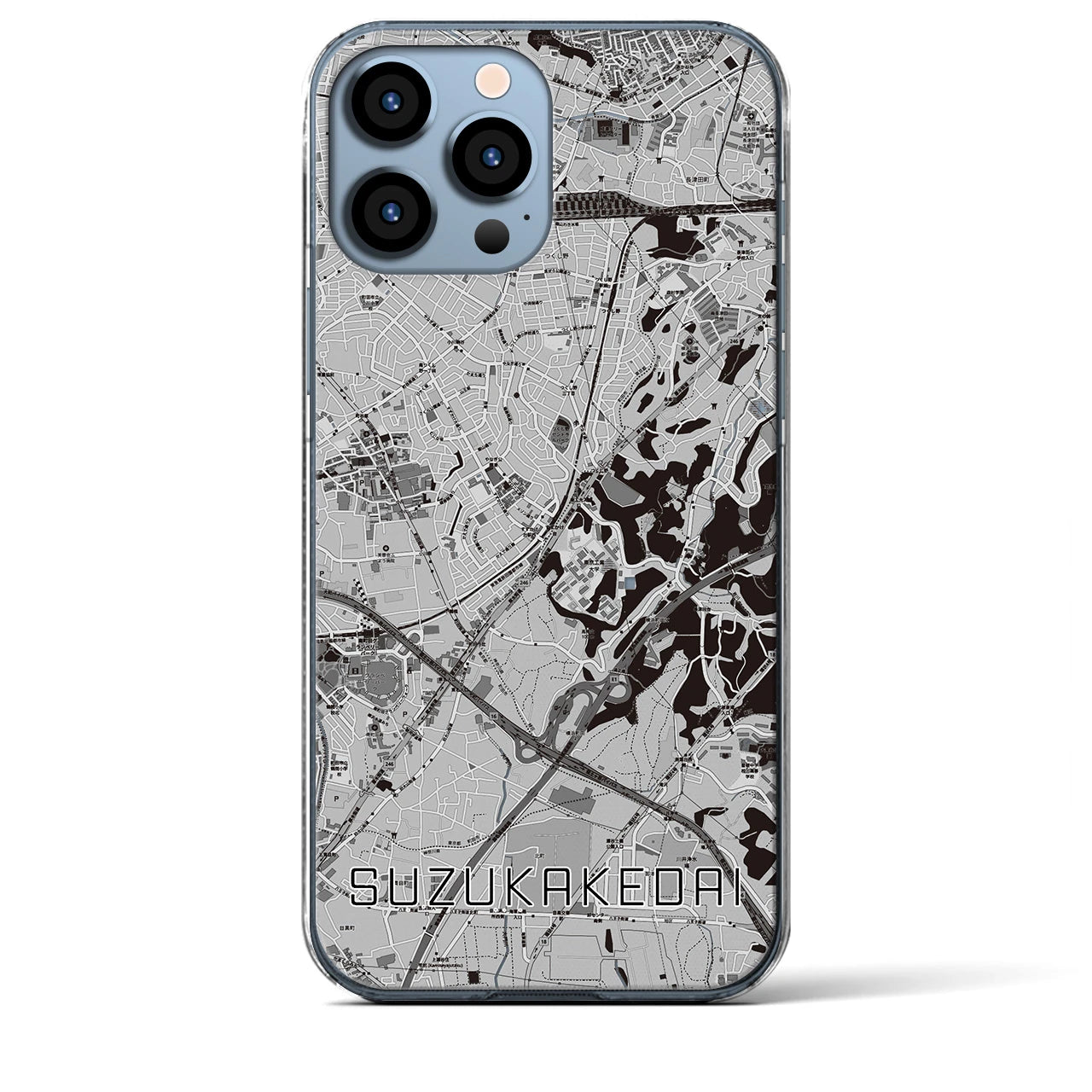 【すずかけ台(東京都)】地図柄iPhoneケース(クリアタイプ)