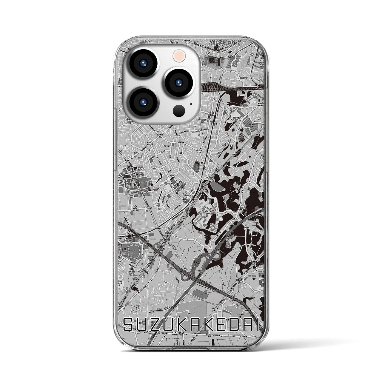 【すずかけ台(東京都)】地図柄iPhoneケース(クリアタイプ)