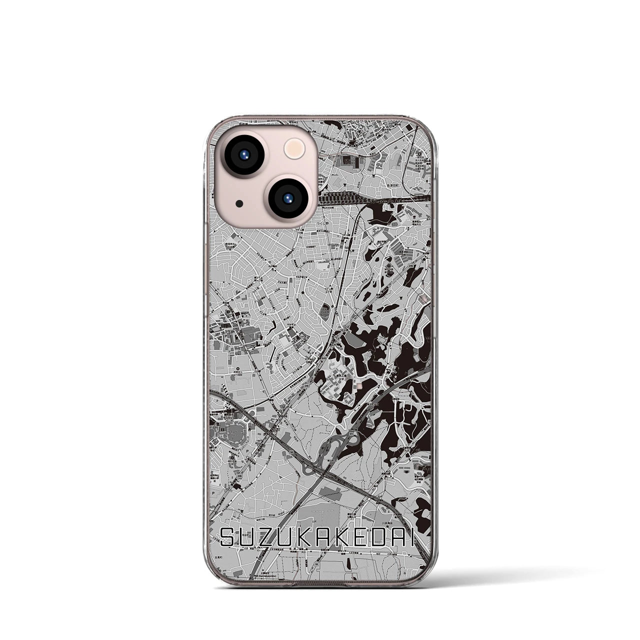 【すずかけ台(東京都)】地図柄iPhoneケース(クリアタイプ)