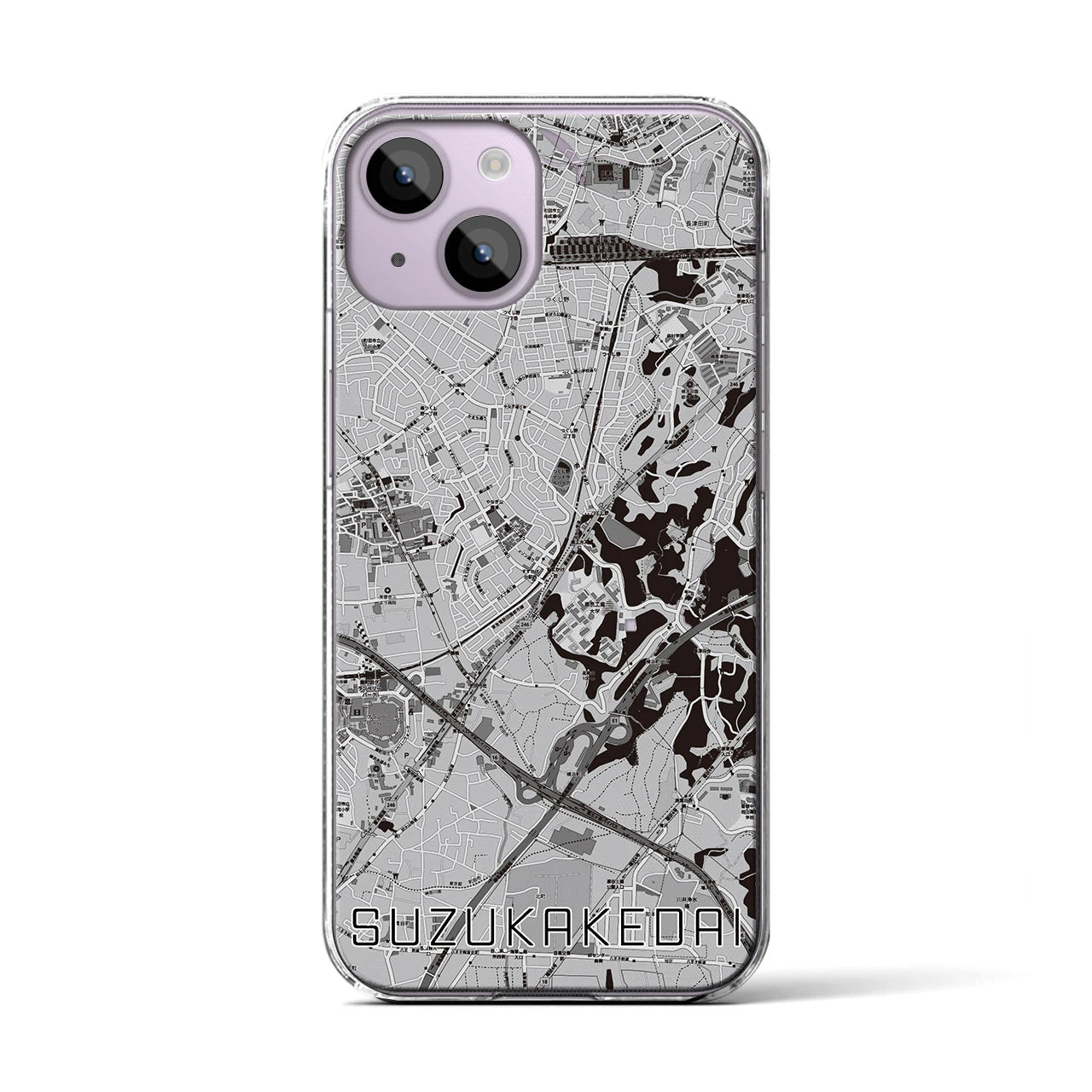【すずかけ台(東京都)】地図柄iPhoneケース(クリアタイプ)